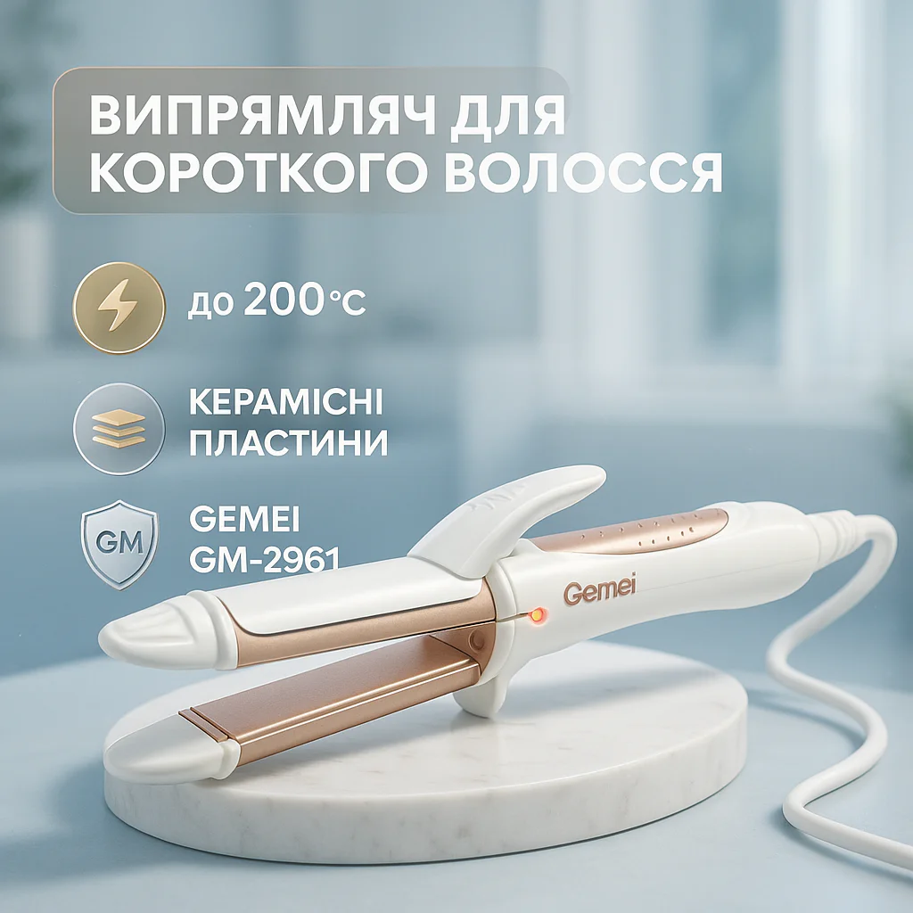 Щипці утюжок для волос GEMEI GM-2961 2 в 1 з керамічним покриттям для завивки волос - Зображення 21