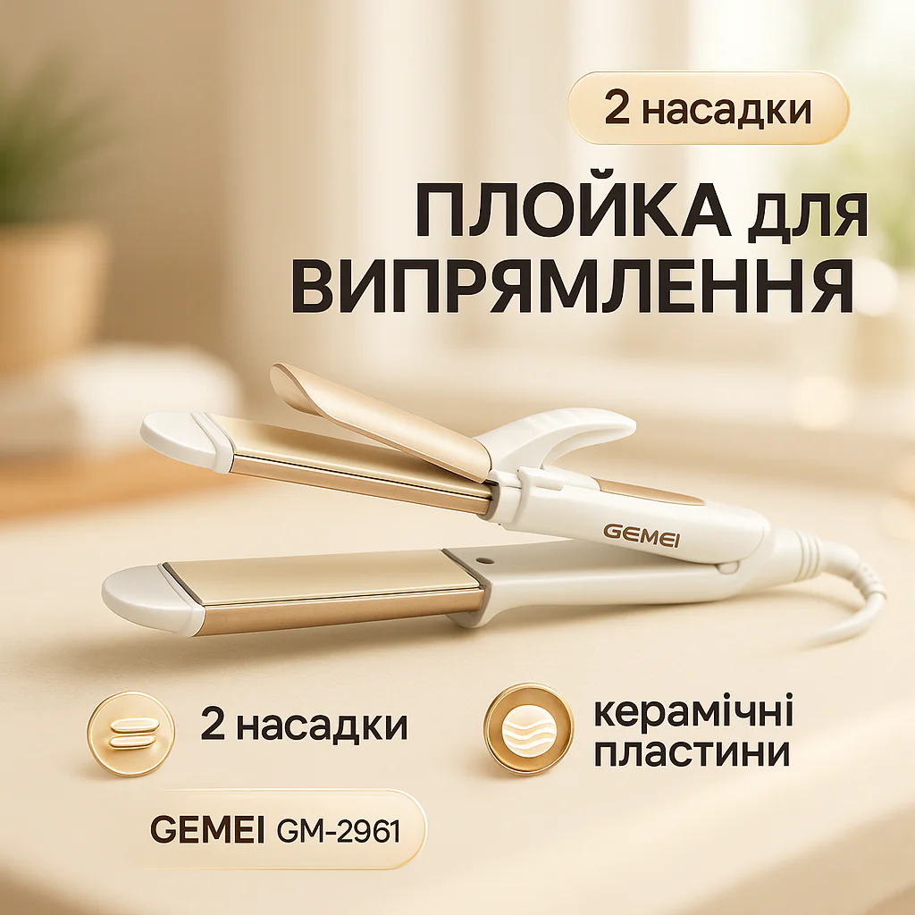 Щипці утюжок для волос GEMEI GM-2961 2 в 1 з керамічним покриттям для завивки волос - Зображення 22