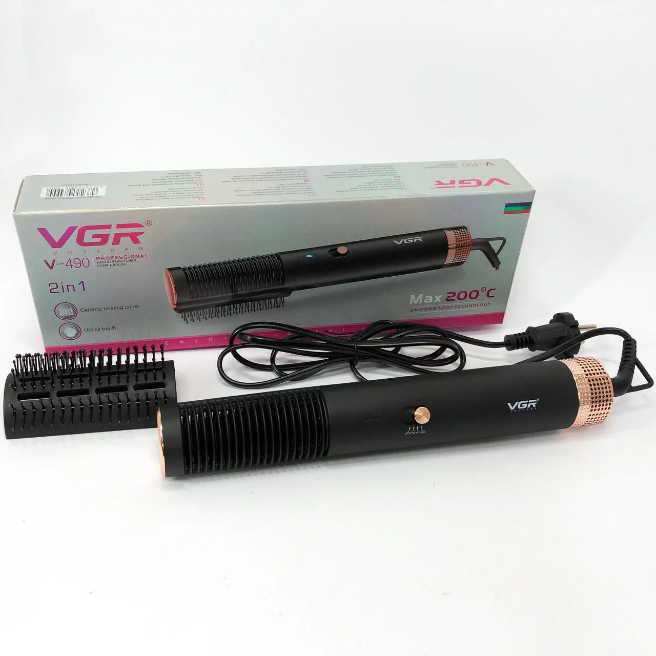 Фен-щітка VGR V-490 — 1200 Вт, кераміка та іонізація - Зображення 15