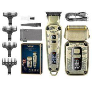 Машинка для стрижки і гоління VGR V-641 — 2в1 бездротова з титановими головками