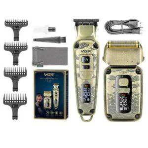 Машинка для стрижки і гоління VGR V-641 — 2в1 бездротова з титановими головками