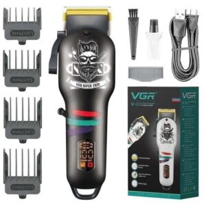 Машинка для стрижки VGR V-699 з LED дисплеєм та насадками для волосся і бороди