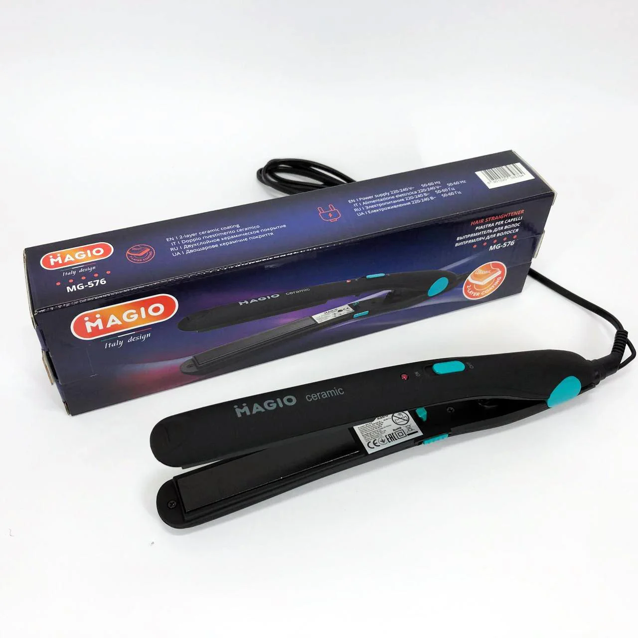 MAGIO MG-576 — Випрямлювач для волос з керамічними пластинами та Soft Touch покриттям - Зображення 9