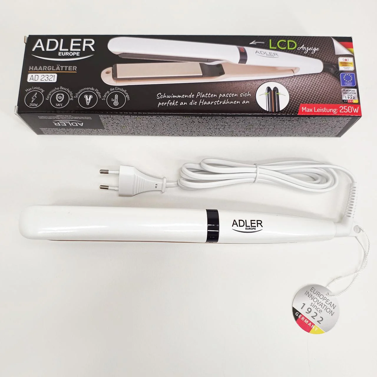 Adler AD 2321 Випрямляч для волосся з ЖК-дисплеєм та керамічними пластинами - Зображення 3