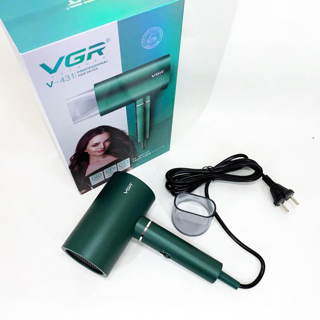 Професійний фен VGR V-431 1600–1800 Вт — холодний обдув, зелений - Зображення 6
