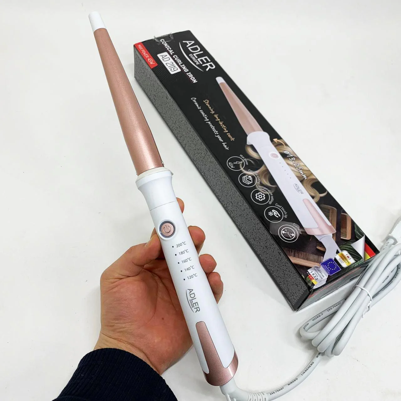 Adler AD 2119 Плойка керамічна конусна для локонів від 13 до 25 мм, 45Вт - Зображення 7