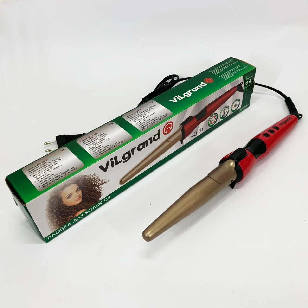 ViLgrand VHC-3041LC — Конусна плойка з анодованим алюмінієвим покриттям та LED дисплеєм - Зображення 8