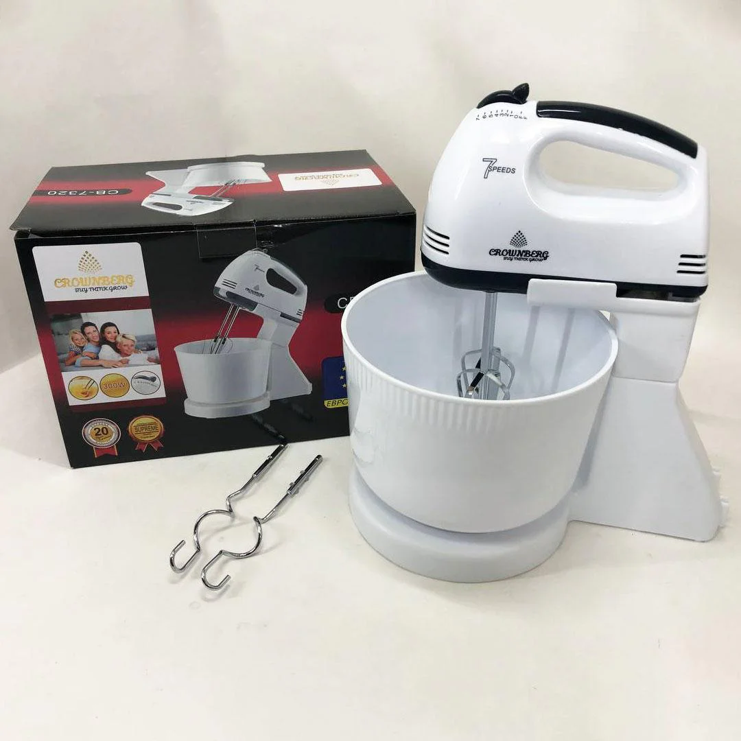 Миксер Crownberg CB-7320 ручний з підставкою та чашею 2л 300 Вт на 7 швидкостей - Зображення 12