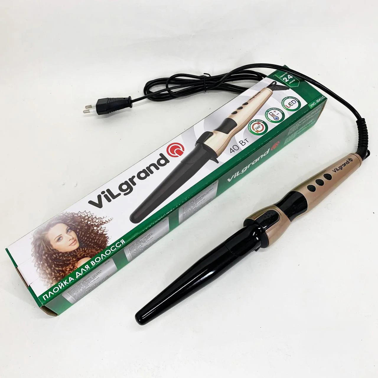 ViLgrand Плойка VHC-3041LC — Конусна Плойка з Алюмінієвим Покриттям та LED Дисплеєм - Зображення 5