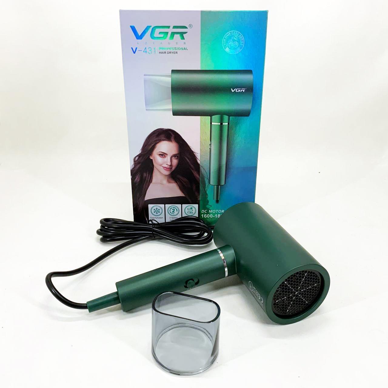 Професійний фен VGR V-431 1600–1800 Вт — холодний обдув, зелений - Зображення 15