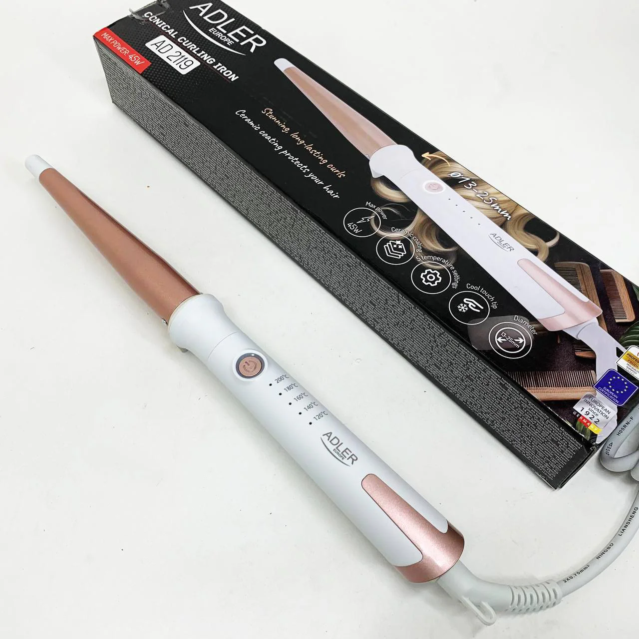 Adler AD 2119 Плойка керамічна конусна для локонів від 13 до 25 мм, 45Вт - Зображення 2