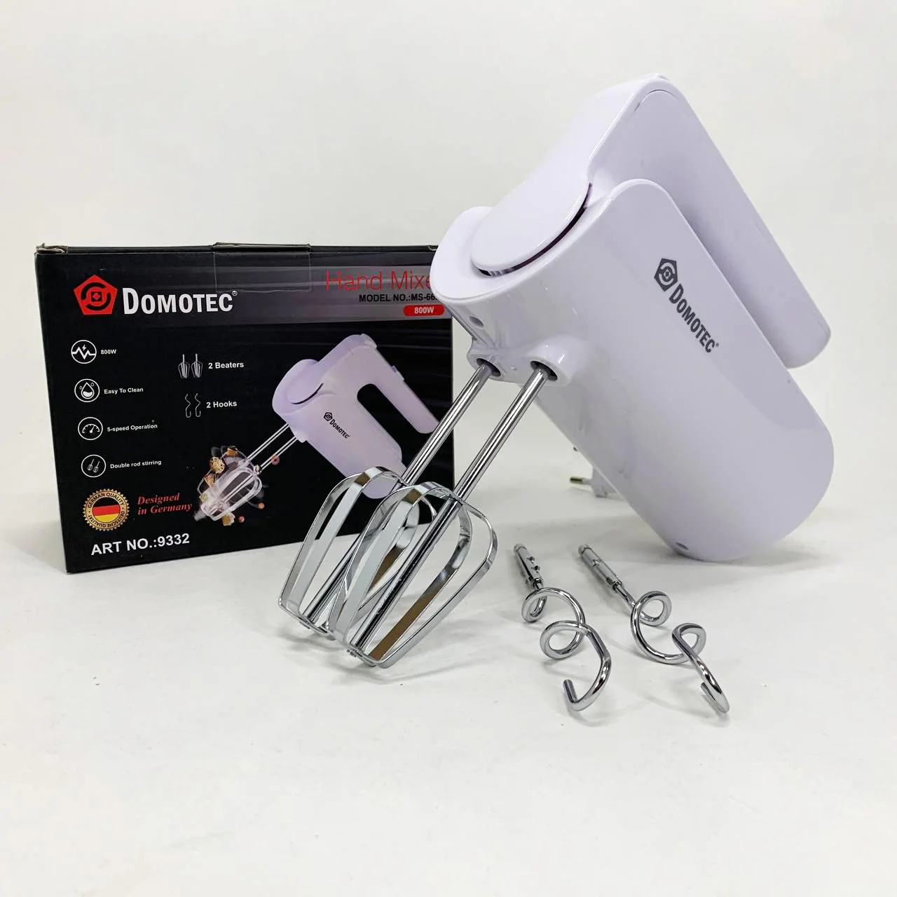 Ручний міксер Domotec R.6653W з насадками 5 швидкостей 800 Вт білий - Зображення 5