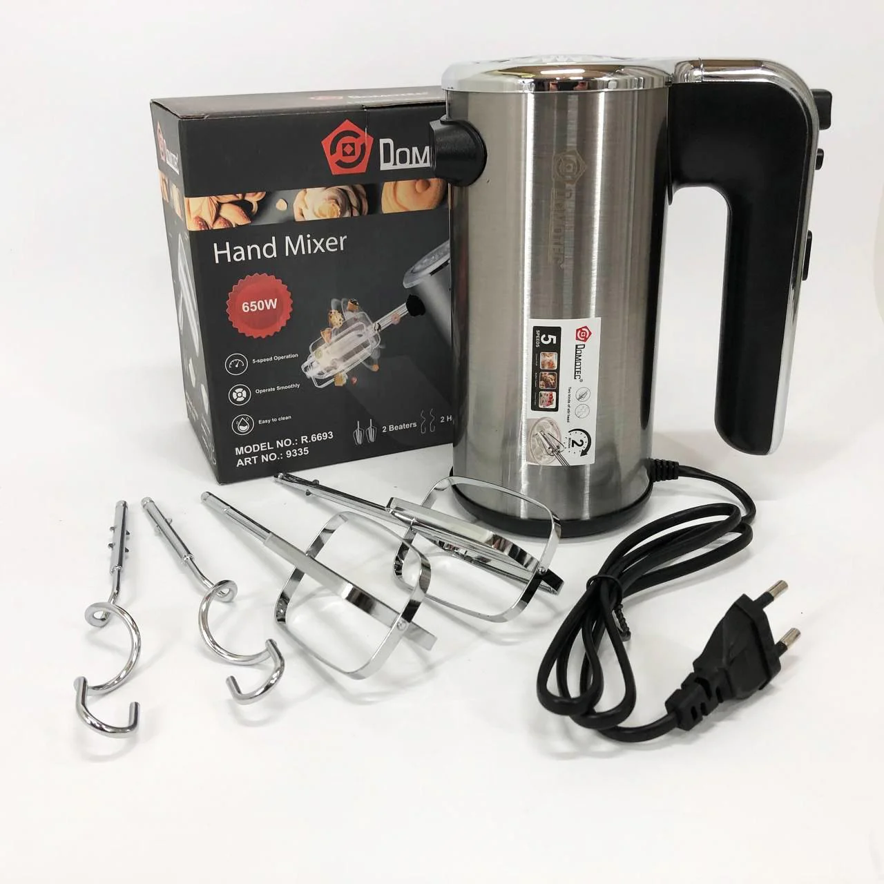 Миксер кухонний DOMOTEC R 6693 650W з 5 швидкостями для комфортного приготування їжі - Зображення 6