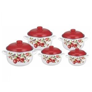 Набір емальованих каструль Edenberg EB-1873 з малюнком, 10 предметів