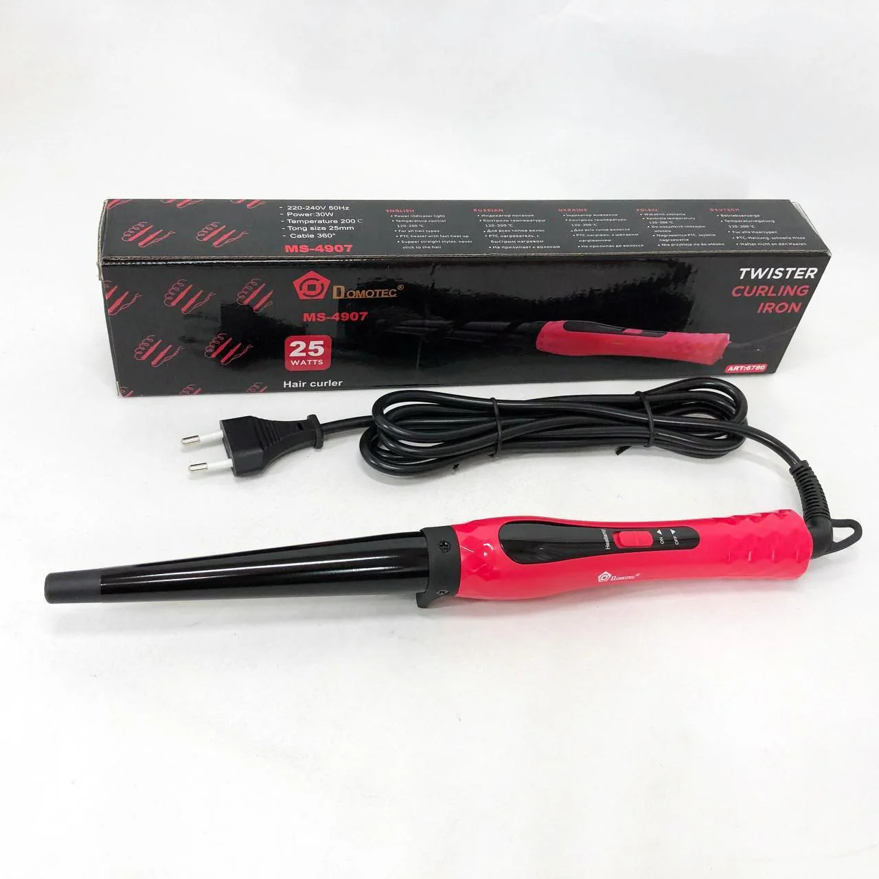 Конусна плойка для волос DOMOTEC MS-4907 – стильний стайлер для завивки локонів - Зображення 3