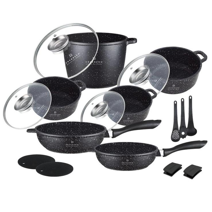 Набір кухонного посуду Edenberg EB-8182 з мармуровим антипригарним покриттям 17 предметів