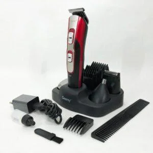 Набір для стрижки 10в1 Gemei GM-592 мультифункціональний тример з підставкою, машинка для стрижки бороди вус носа вух турборежим чорна
