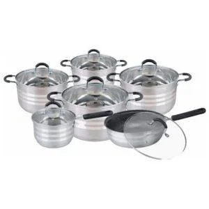 Набір посуду з кришками Edenberg EB-4080 із нержавіючої сталі 12 предметів 2.1л-6.5л