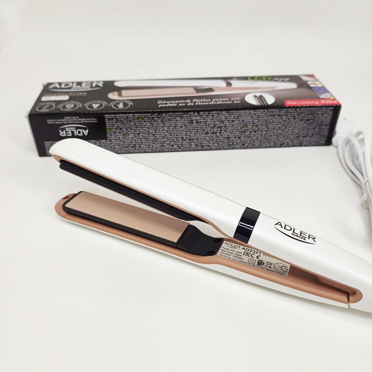Adler AD 2321 Випрямляч для волосся з ЖК-дисплеєм та керамічними пластинами - Зображення 2