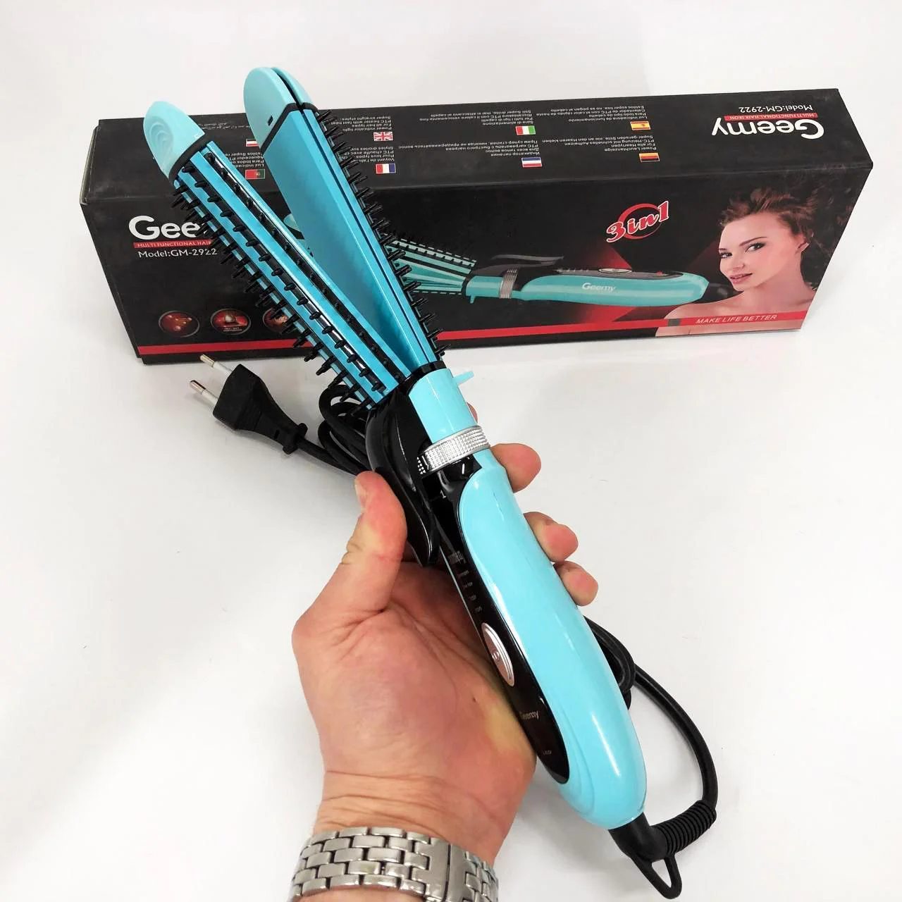 Плойка-утюжок Geemy GM-2922 3в1 для об'ємних укладок - Зображення 12