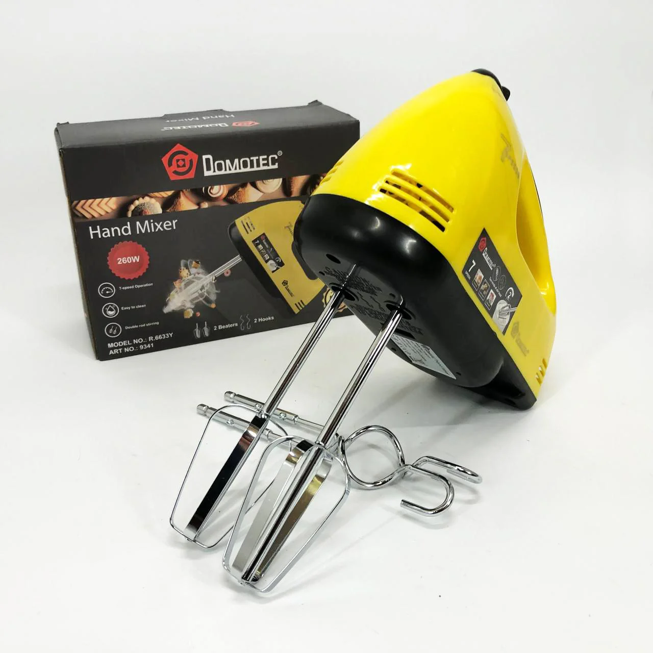 Миксер DOMOTEC R6633Y - Ручний міксер для приготування крему з 7 швидкостями та насадками для теста - Зображення 10