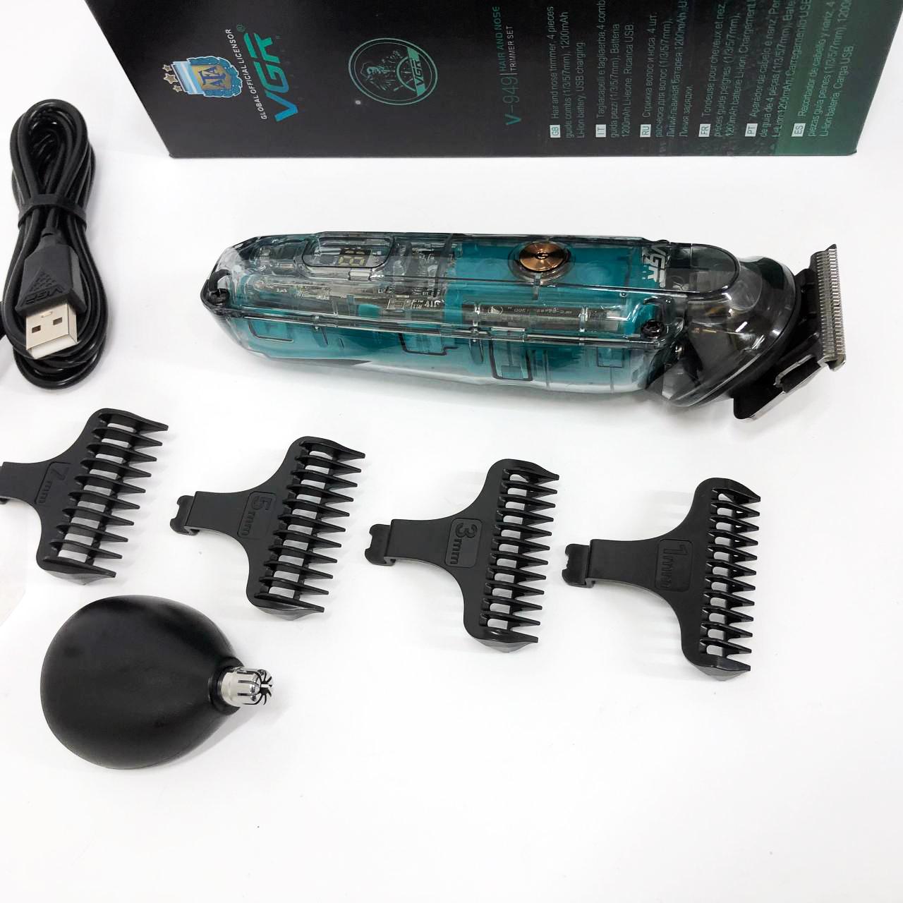 Аккумуляторна машинка для стрижки волос VGR V-949 — Професійна окантовочна машинка для бороди - Зображення 11