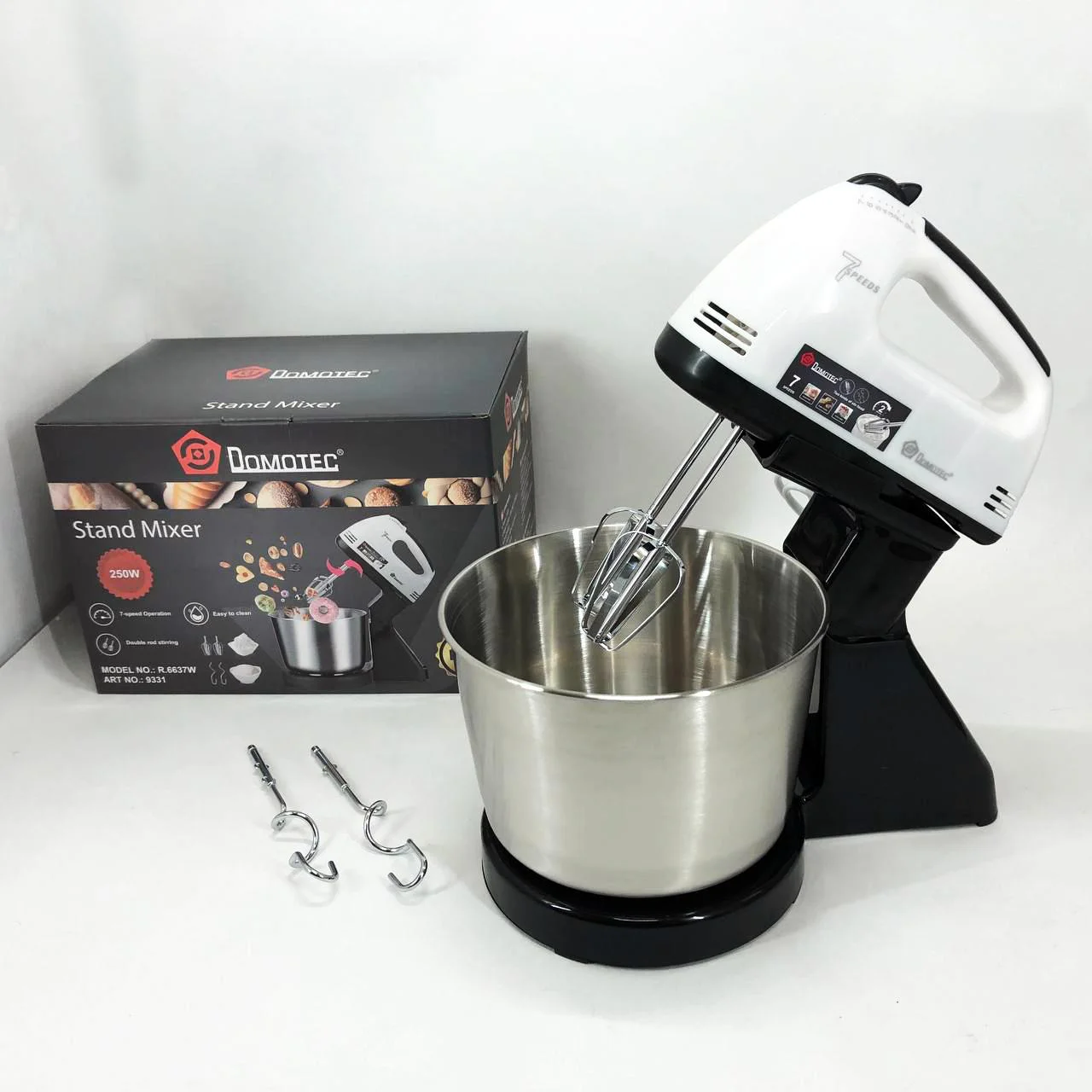 Миксер стаціонарний Domotec R6637W на 250 Вт з 7 швидкостями для кухні - Зображення 8