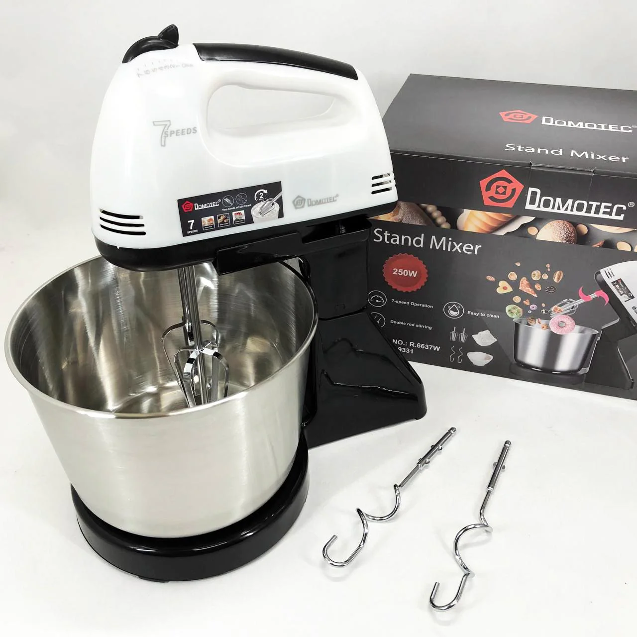 Миксер стаціонарний Domotec R6637W на 250 Вт з 7 швидкостями для кухні - Зображення 6
