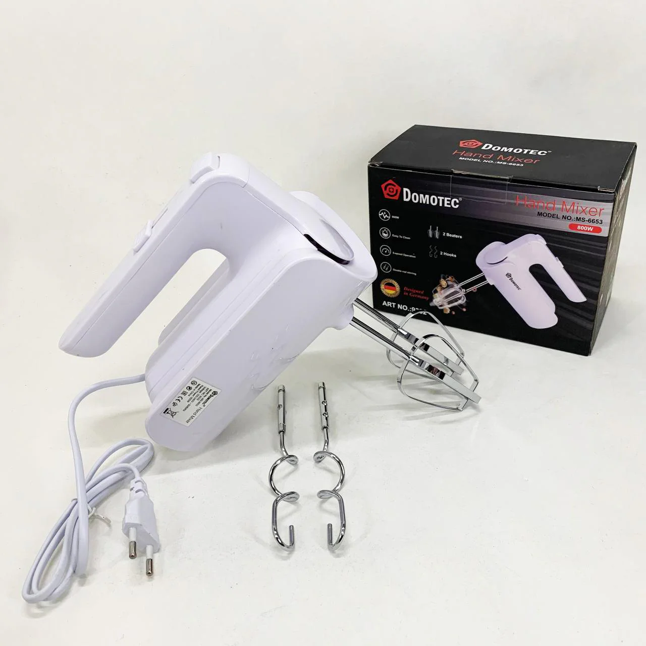 Ручний міксер Domotec R.6653W з насадками 5 швидкостей 800 Вт білий - Зображення 8