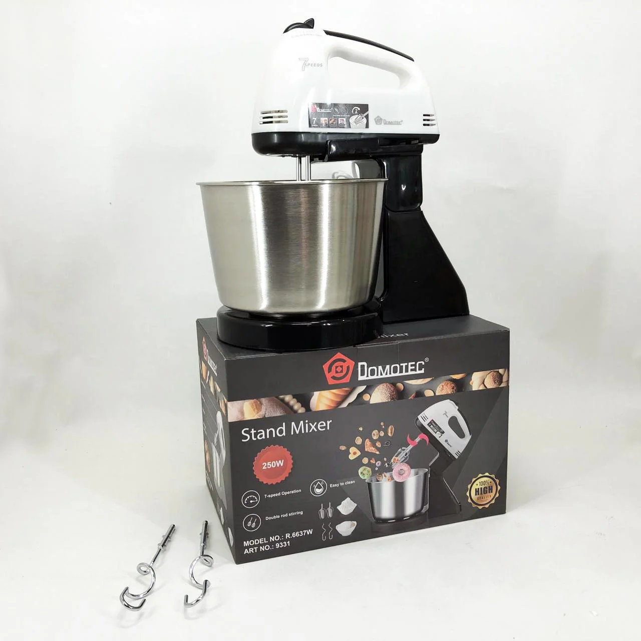 Миксер стаціонарний Domotec R6637W на 250 Вт з 7 швидкостями для кухні - Зображення 9