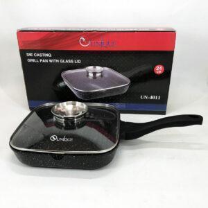 Сковорода-гриль Unique UN-4011 з кришкою 24 см прямокутна з гранітним антипригарним покриттям та товстим дном