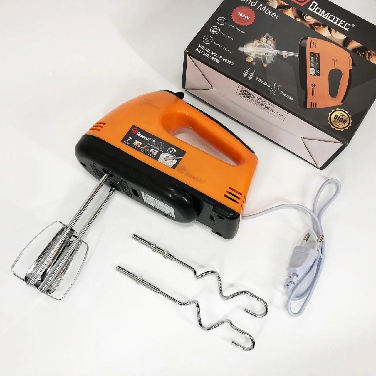 Миксер DOMOTEC R6633O 260 Вт з 7 швидкостями для домашнього використання - Зображення 6