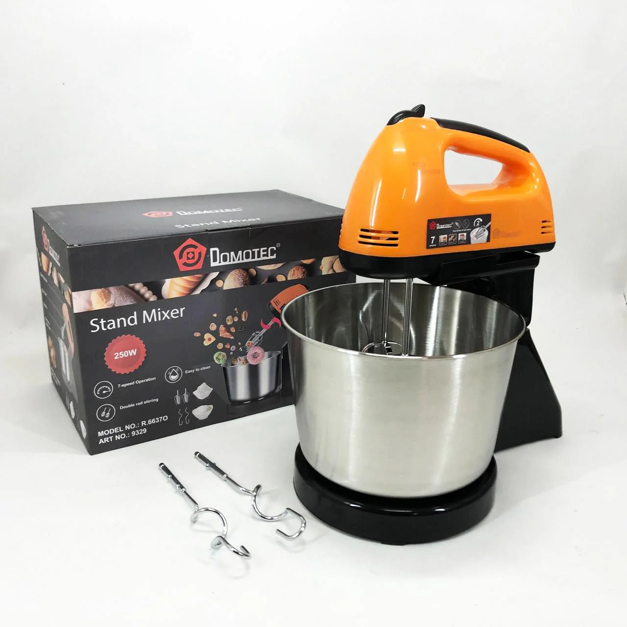 Стаціонарний міксер Domotec R6637O 250 Вт з 7 швидкостями та чашею для кухні - Зображення 4