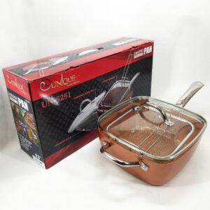 Сковорода-фритюрниця Unique UN-5251 квадратна 24 см 6 в 1 з керамічним покриттям пароварка та сотейник