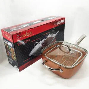 Сковорода-фритюрниця Unique UN-5251 квадратна 24 см 6 в 1 з керамічним покриттям пароварка та сотейник