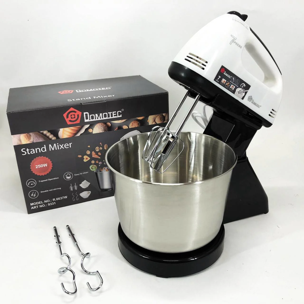 Миксер стаціонарний Domotec R6637W на 250 Вт з 7 швидкостями для кухні