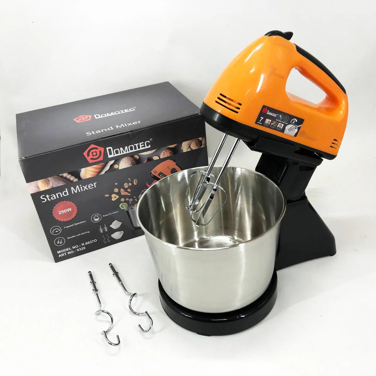 Стаціонарний міксер Domotec R6637O 250 Вт з 7 швидкостями та чашею для кухні