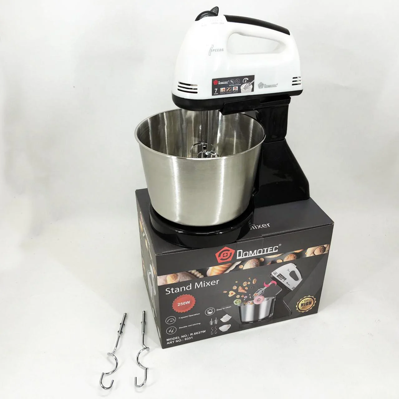 Миксер стаціонарний Domotec R6637W на 250 Вт з 7 швидкостями для кухні - Зображення 10