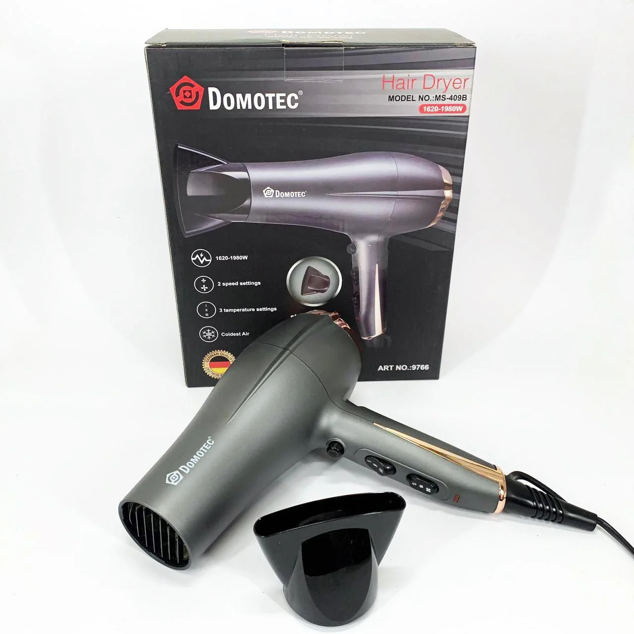 Професійний фен Domotec MS-409B — 1980 Вт, іонізація для гладкості