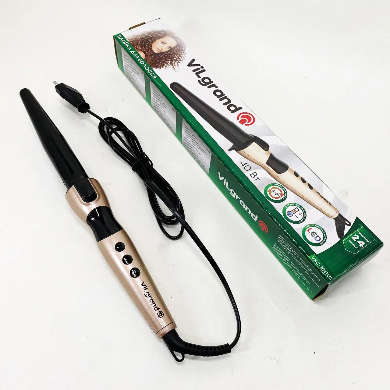 ViLgrand Плойка VHC-3041LC — Конусна Плойка з Алюмінієвим Покриттям та LED Дисплеєм - Зображення 11