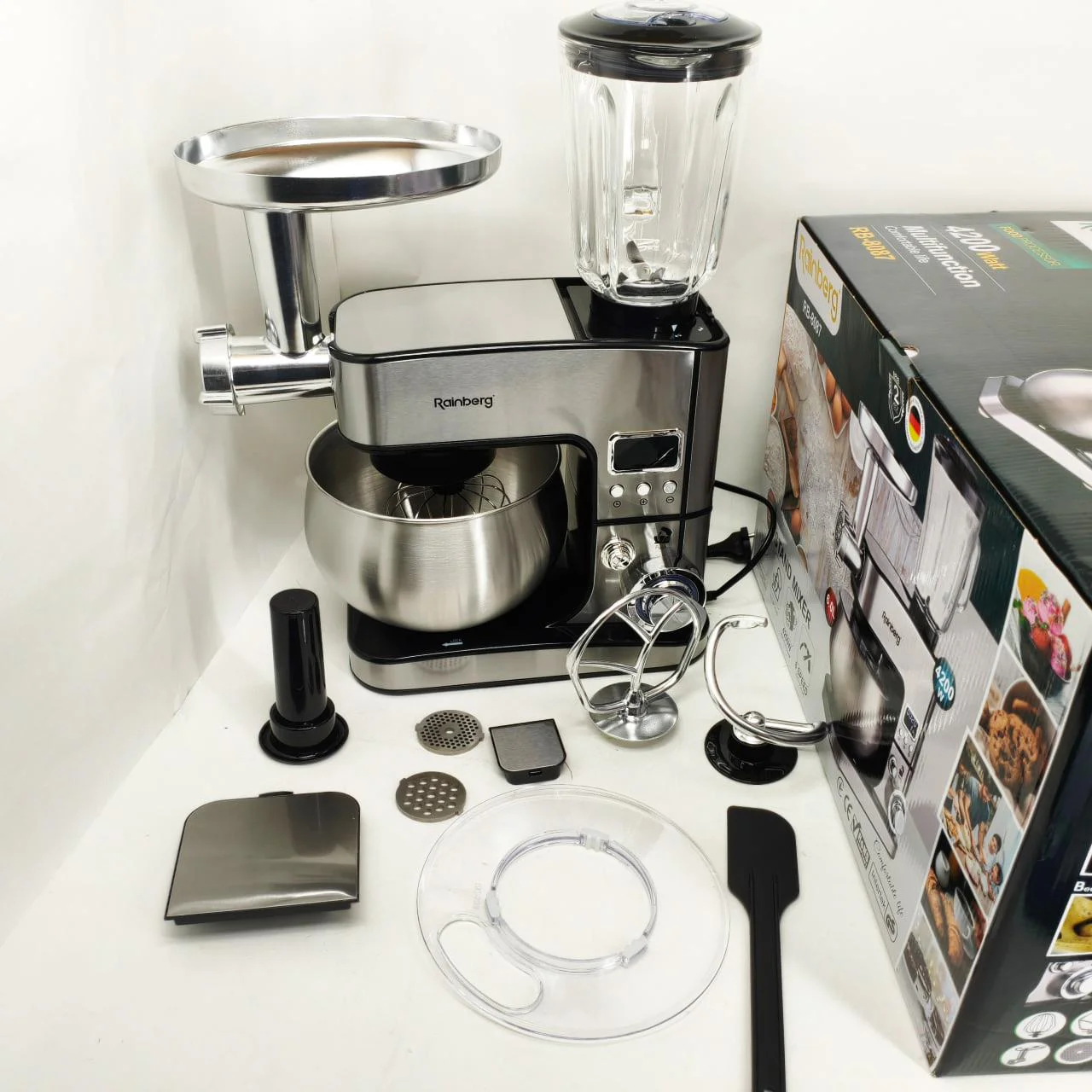 Універсальний кухонний комбайн Rainberg RB-8087 — потужний 4200Вт міксер з тестомесом і блендером - Зображення 3
