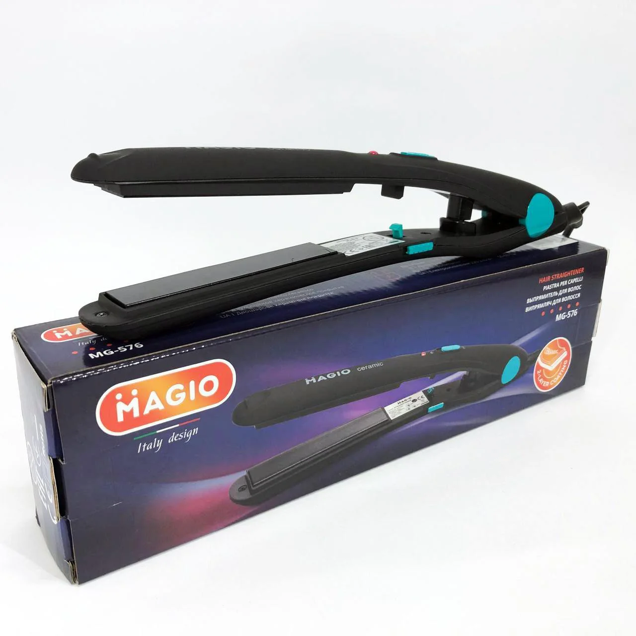 MAGIO MG-576 — Випрямлювач для волос з керамічними пластинами та Soft Touch покриттям - Зображення 6