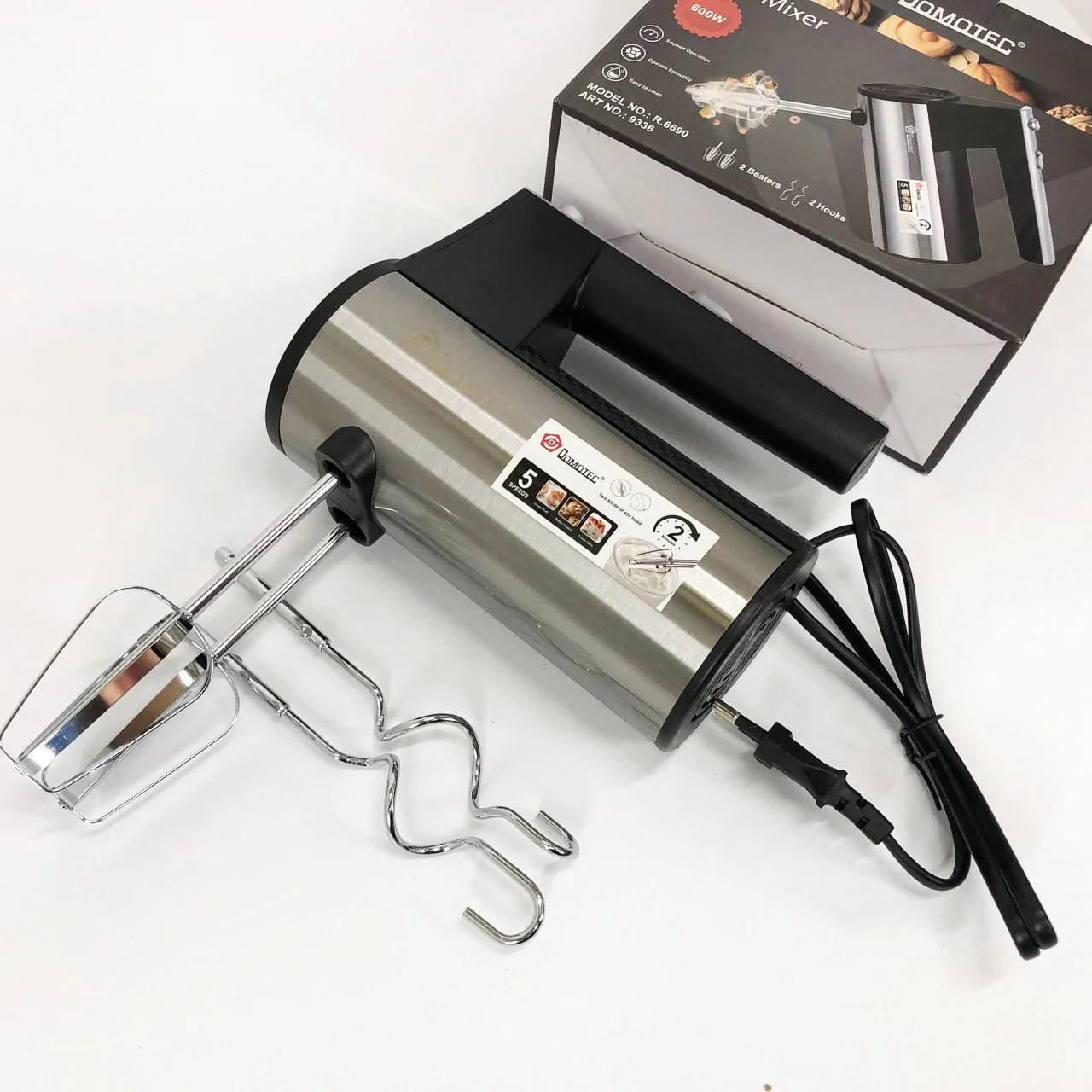 Ручний міксер DOMOTEC R.6690 універсальний 5 швидкостей 200 W - Зображення 2