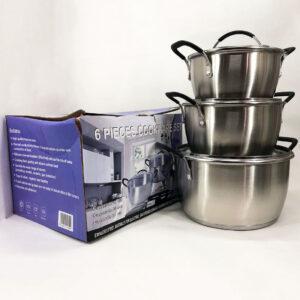 Набір каструль 6 предметів LB-1891 із нержавіючої сталі зі скляною кришкою, набори каструль