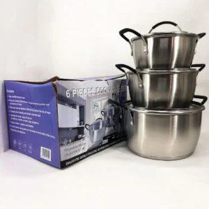 Набір каструль 6 предметів LB-1891 із нержавіючої сталі зі скляною кришкою, набори каструль