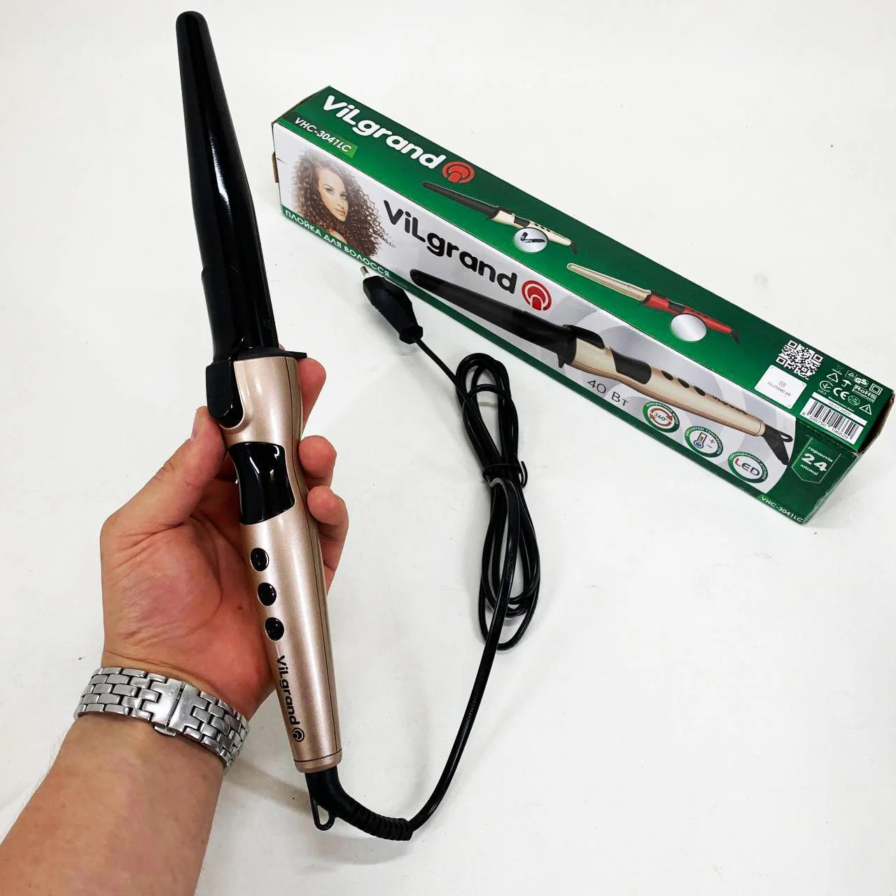 ViLgrand Плойка VHC-3041LC — Конусна Плойка з Алюмінієвим Покриттям та LED Дисплеєм - Зображення 2