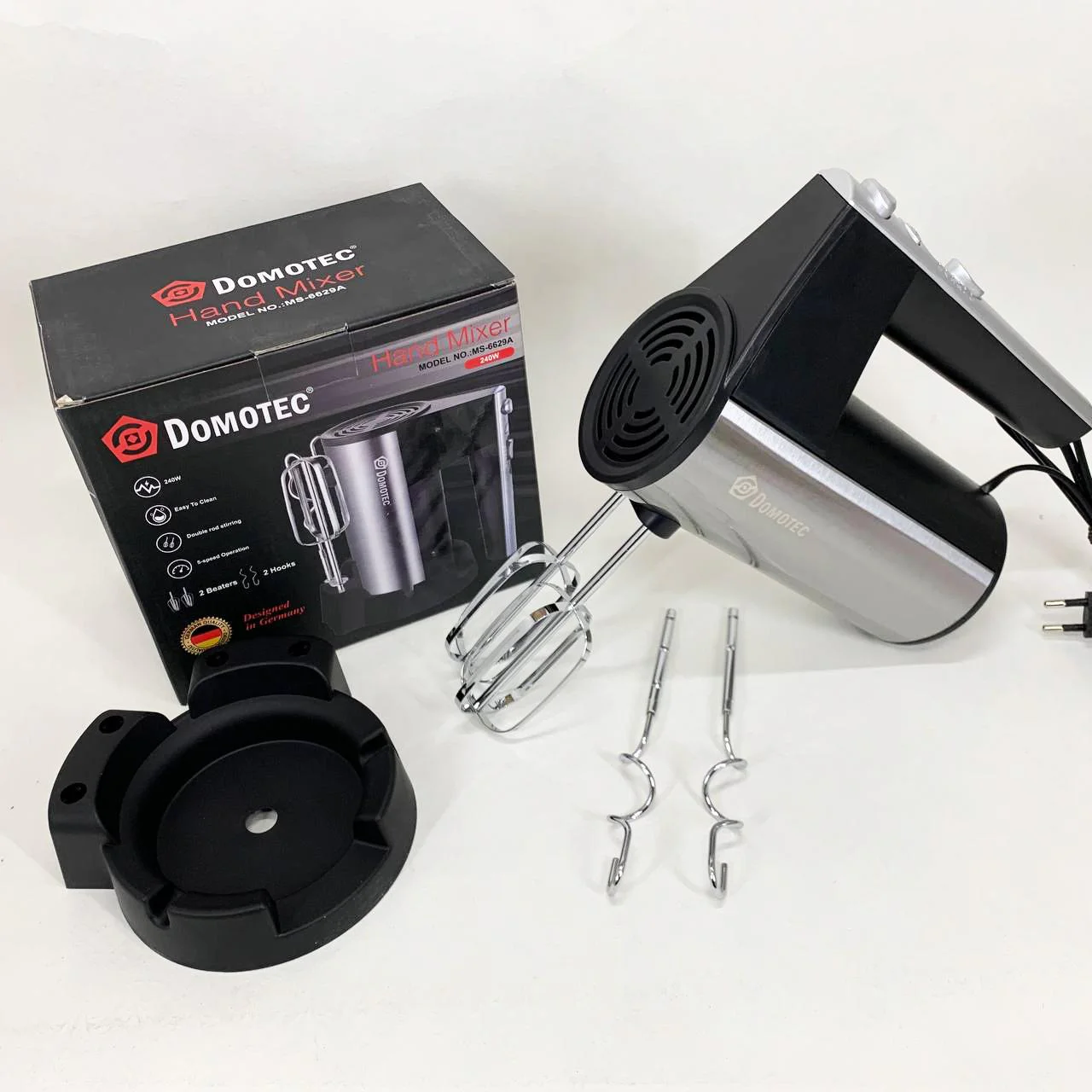 Миксер ручний DOMOTEC R6629A 240Вт 5 швидкостей з двома насадками - Зображення 4