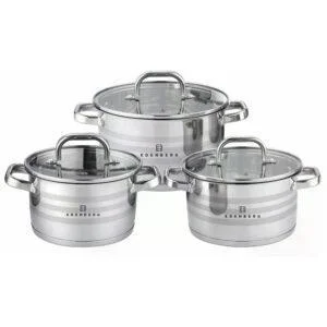 Набір посуду з нержавіючої сталі Edenberg EB-3741 зі скляними кришками 6 предметів