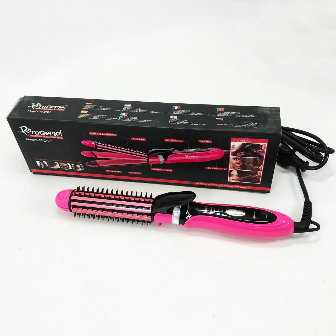 Плойка-утюжок Geemy GM-2922 3в1 - Універсальний стайлер для волосся з швидким нагрівом - Зображення 2