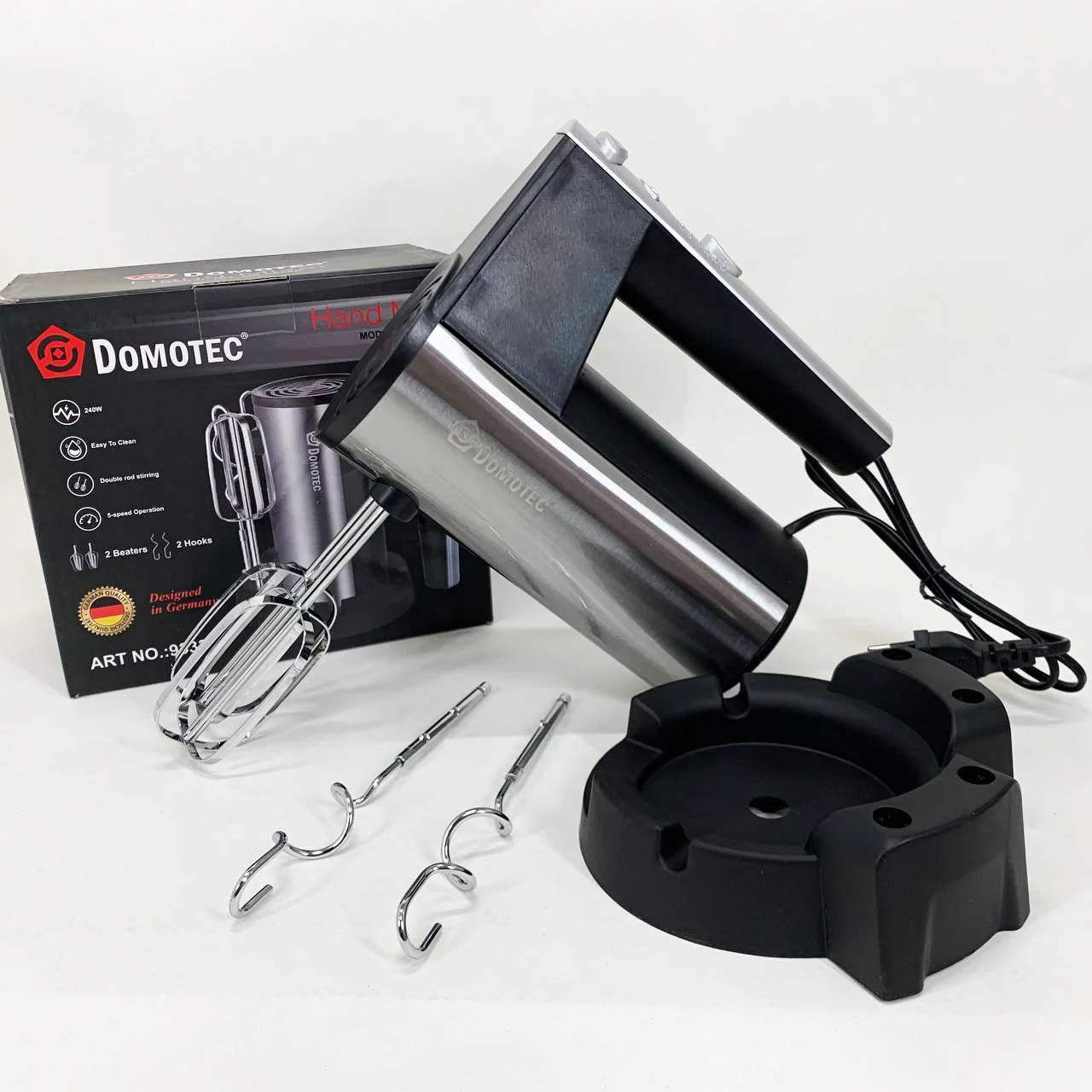 Миксер ручний DOMOTEC R6629A 240Вт 5 швидкостей з двома насадками